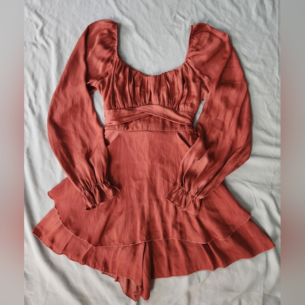 Salmon Ruffled Romper - Picture 2 of 5
